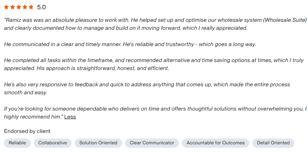 Client review screenshot